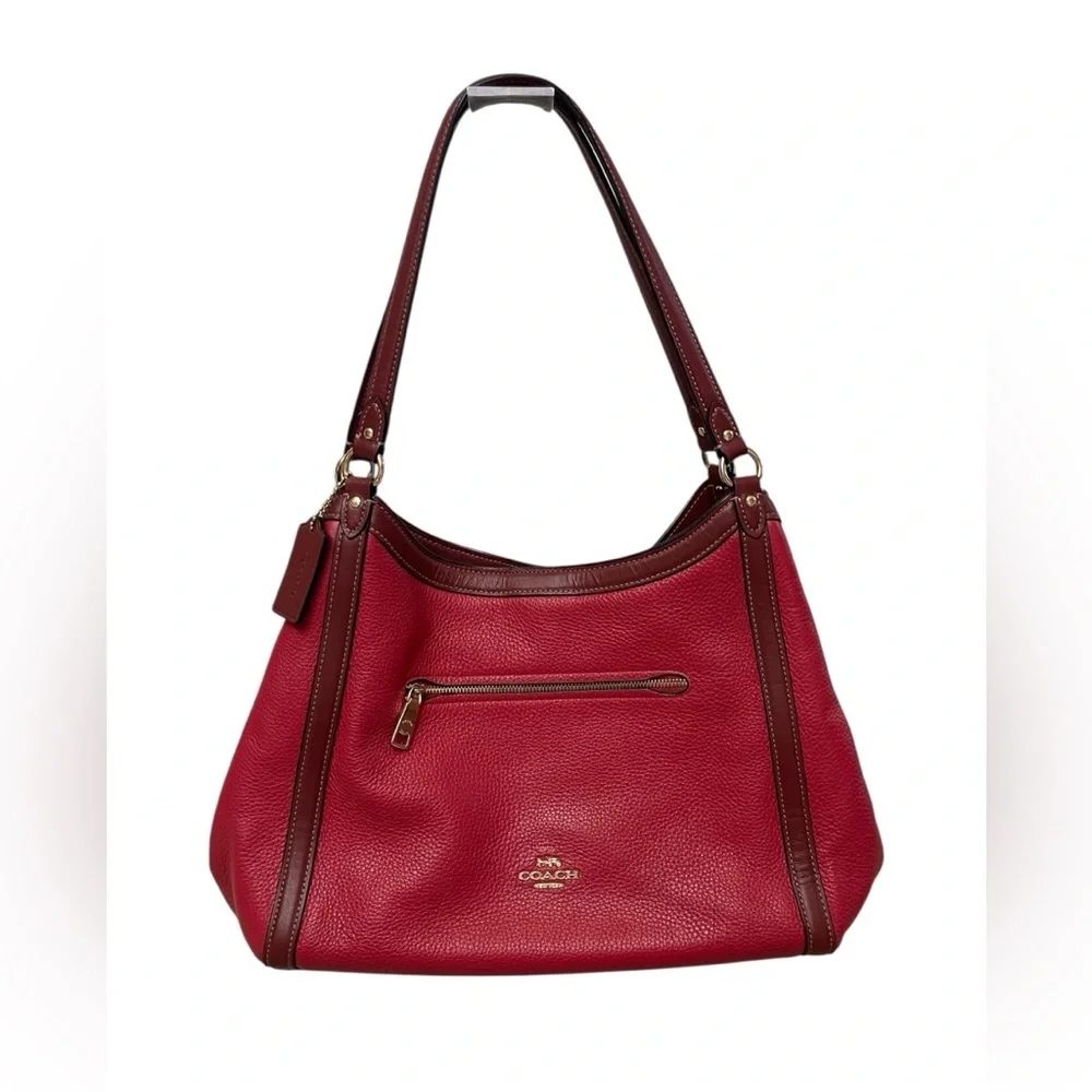 Coach Kristy Pebbled Leather Shoulder Bag C6828 in Red Apple Multi Colorblock